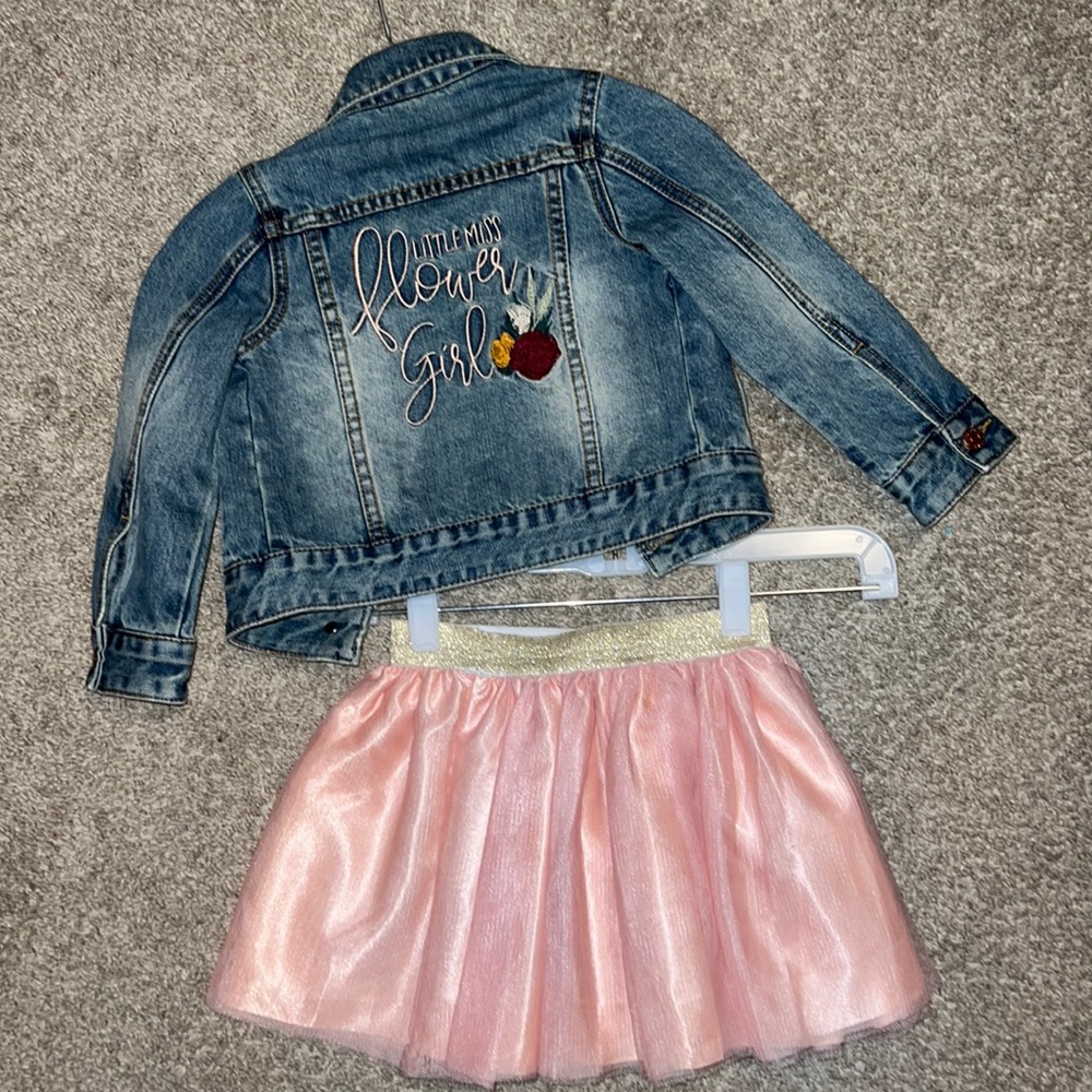 Size Toddler 4/Small Flower Girl Jean Jacket and Skirt
